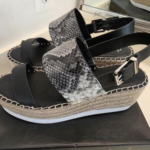 Joan & David Black and Snake Print Espadrilles